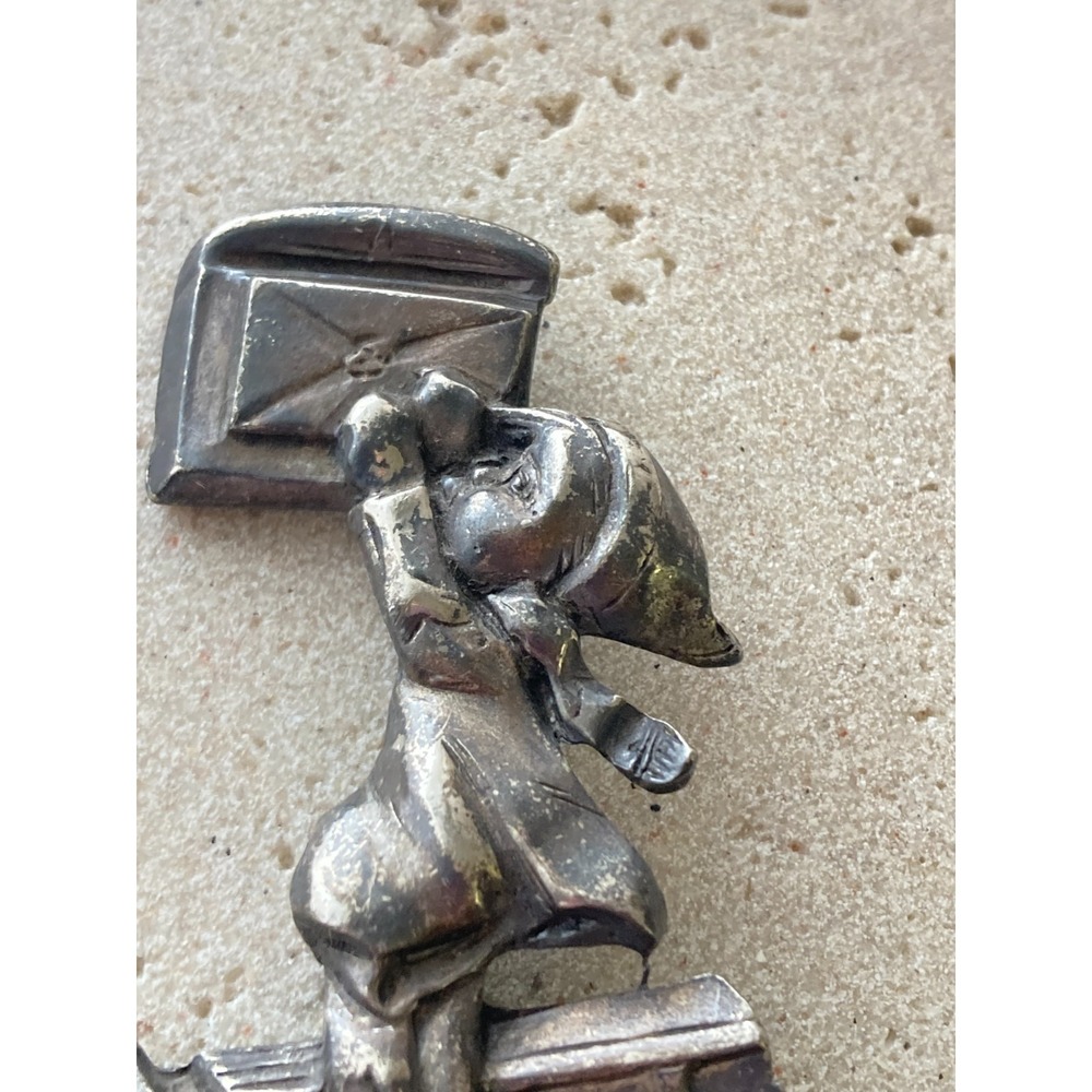 Vintage Hummel Pewter Brooch Pin 3" Letter to Santa Claus‎ 1940's Whimsical - Picture 2 of 7